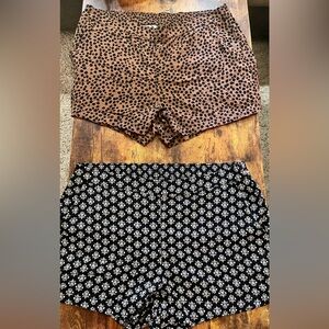 Old Navy Brown Leopard Print Shorts & Black Floral Print Shorts - 2 Pack